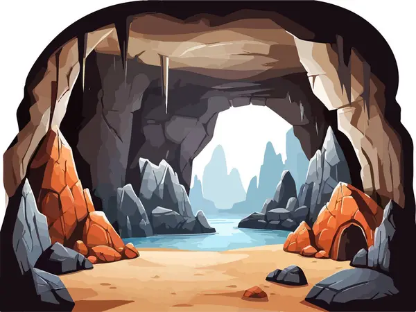 Cave Illustration Vektör Biçimi Çizgi Filmi