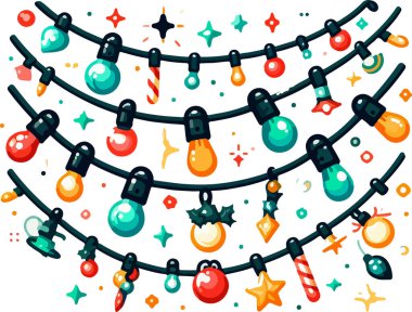 Noel Vektörü İllüstrasyonunun Işıkları