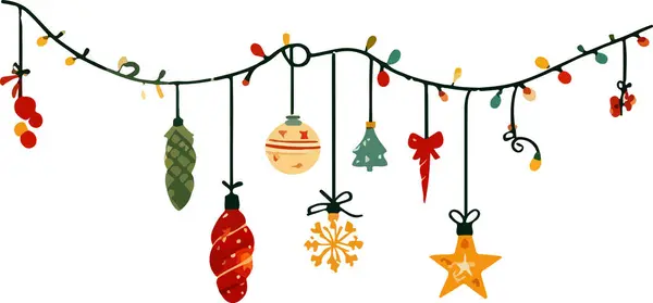 Noel Vektörü İllüstrasyonunun Işıkları