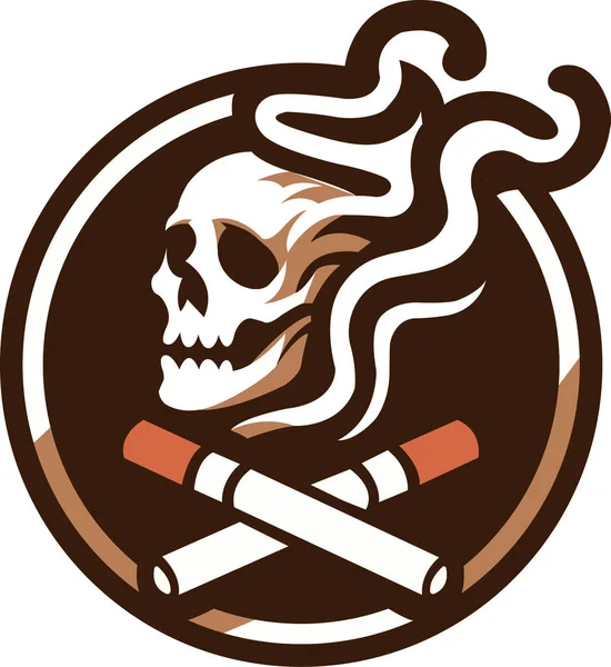 Sigara İçen Kafatası Markası Logo Şablonu Vektörü