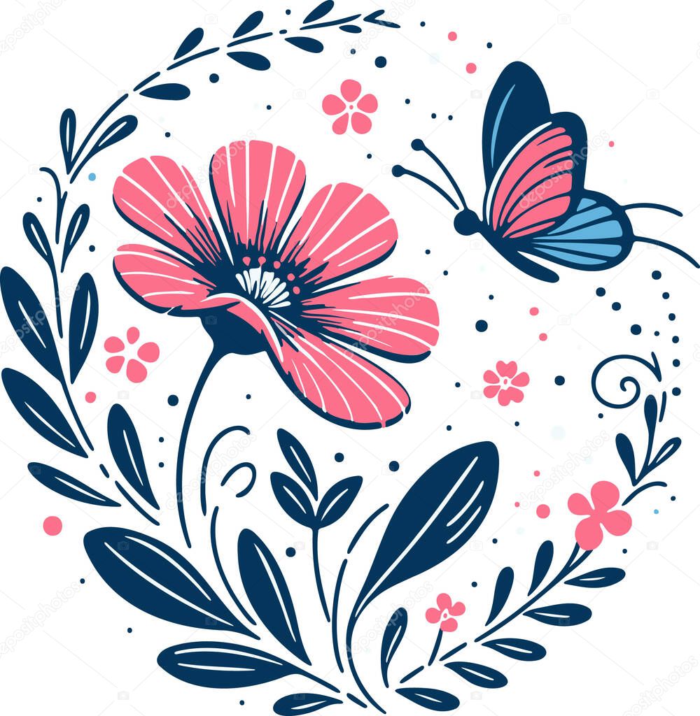 Elegant Flower Shop With Butterfly Logo Template