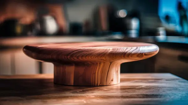 Mutfak arka planında ahşap masa üstü