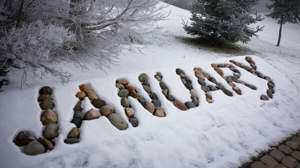 January Text In A January Scene