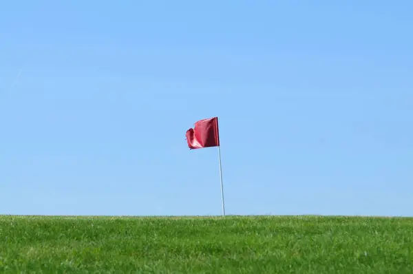 Buco Golf Sventola Bandiera All Orizzonte Golf Club Molto Piccolo — Foto Stock