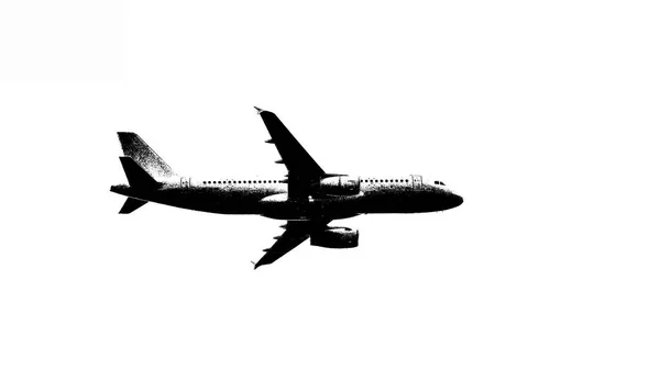Uçan Uçağın Siyah Beyaz Graffiti Stili Çizimi — Stok fotoğraf