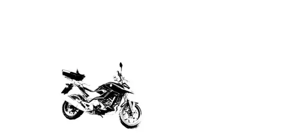 Siyah-beyaz graffity tarzı modern tur motosikletinin seyahat için tasviri.