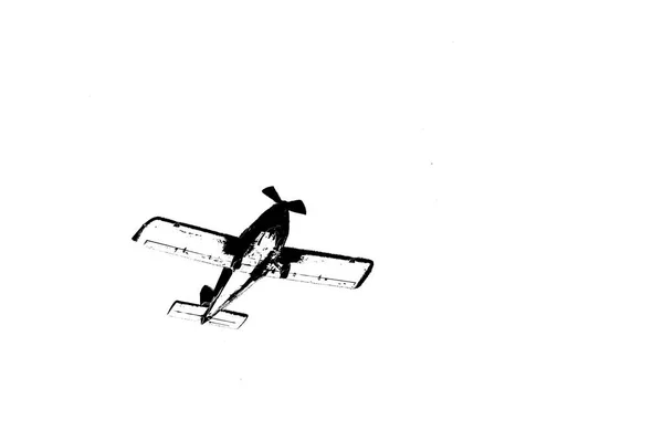 Zwart Wit Graffiti Stijl Illustratie Van Vliegend Vliegtuig — Stockfoto