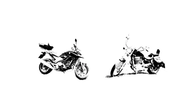 Porovnání Černé Bílé Graffity Styl Ilustrace Moderní Turné Motocykl Staromódní — Stock fotografie