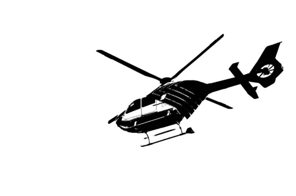 Helikopterin Graffiti Tarzı Çizimi Ulaşım Aracı Siyah Beyaz Çizgi Film — Stok fotoğraf