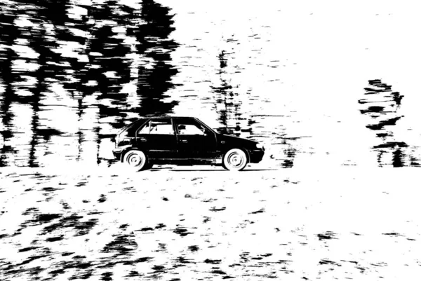 Черно Белая Иллюстрация Персонального Автомобиля Хэтчбека Годов — стоковое фото