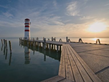 Famous lighthouse on the bank of Neusiedler See. Tourist attraction of Podersdorf am See. Burgenland, Austria. clipart