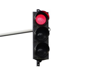 Trafik ışıklarında kırmızı ışık yanmasın. Beyaz arka planda izole edilmiş. Olumsuz kopyalama alanı.