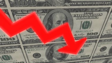 3 Boyutlu Para Piyasası Çöküşü Finansal piyasa çöküyor Kırmızı Ok