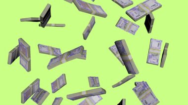 Yeşil Ekran Arkaplanı 3 boyutlu Görüntü ile Hindistan 100 Rupi Para Birimi Notlarına Yakınlaştır