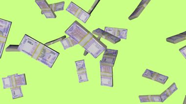 Yeşil Ekran Arkaplanı 3 boyutlu Görüntü ile Hindistan 100 Rupi Para Birimi Notlarına Yakınlaştır