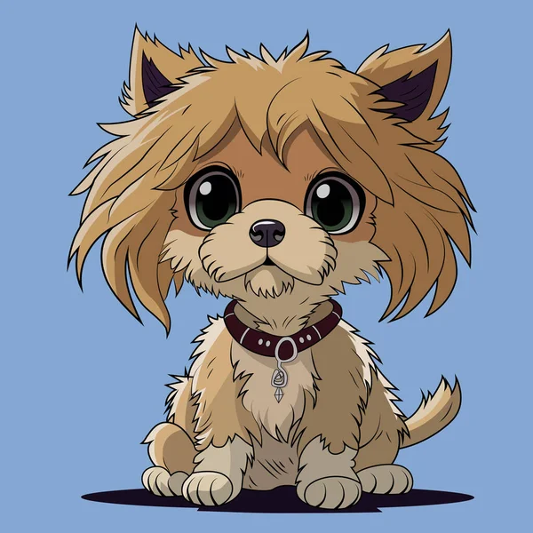 Desenhos Animados Bonitos Dog Yorkshire Terrier Com Fundo Ilustração Vetorial —  Vetores de Stock