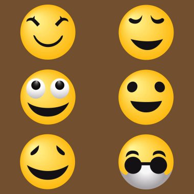 Sevimli yüz ifadeleri, komik kawaii setleri. Vektör illüstrasyonu.