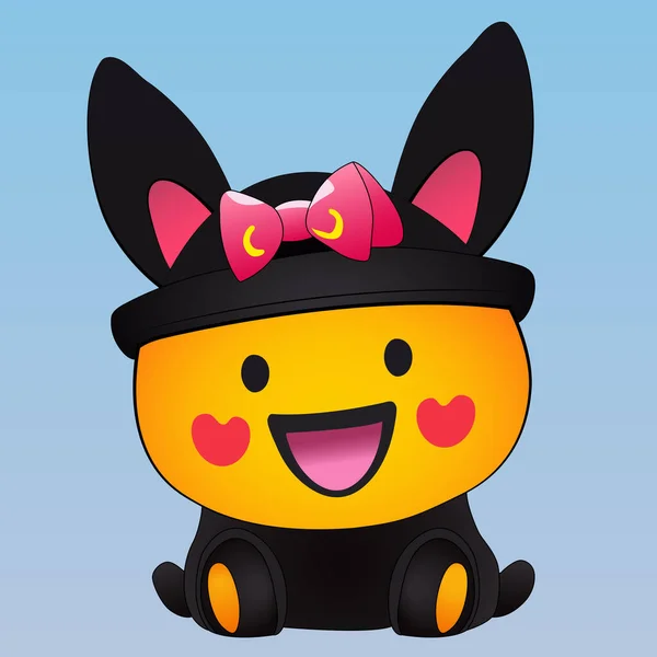 Emoji Chibi Cute Anime Cat Faces Funny Kawaii Kitty Vector — Stock Vector