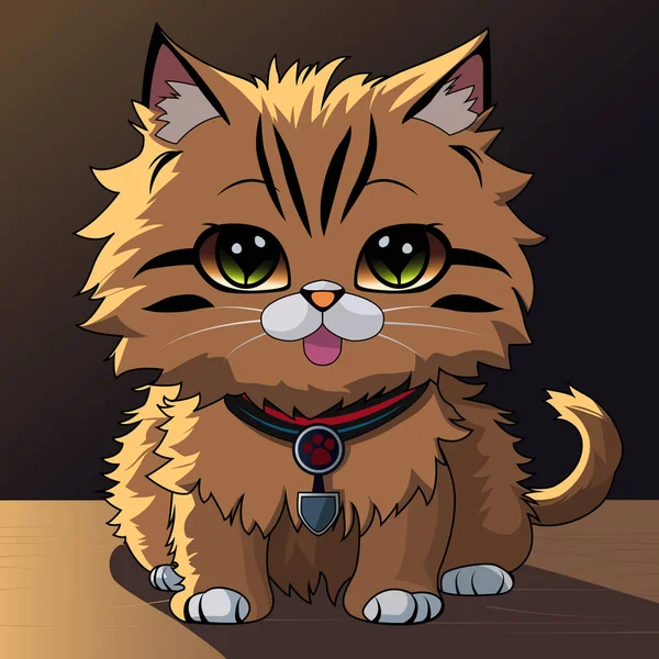 Carino Realistico Gatto Persiano Vettore Cartone Animato Illustrazione Ritratto Con — Vettoriale Stock