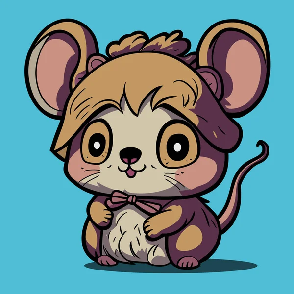 漫画かわいい赤ちゃんマウス座っている — ストックベクタ
