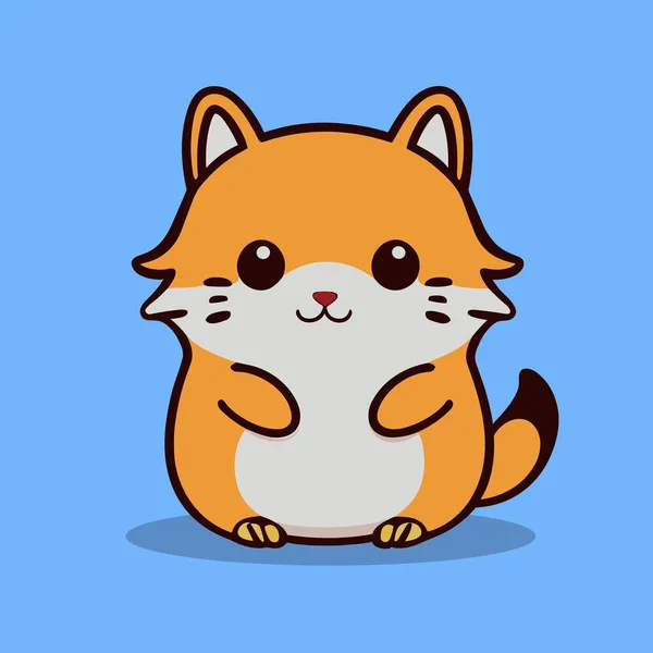 Cute Cartoon Mascot Hamster Kawaii Running Hamster Wheel Vector Pet — Stock Vector