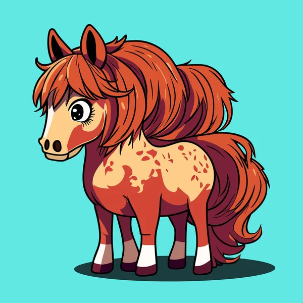Bonito Cavalo Desenho Animado Vetor Ilustração — Vetor de Stock