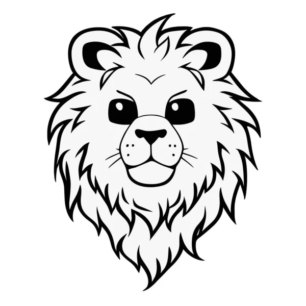 Lion Head Face Logo Silhouette Black Icon Tattoo Mascot Hand — Stock Vector