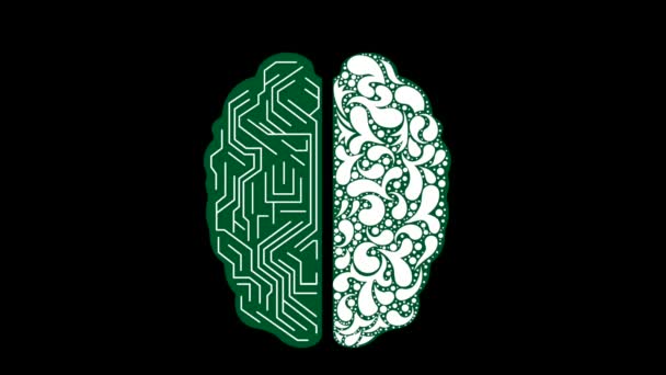 Mozek Umělé Inteligence Biologický Mozek Ilustrace Mozku Umělé Inteligence Koncepcí — Stock video