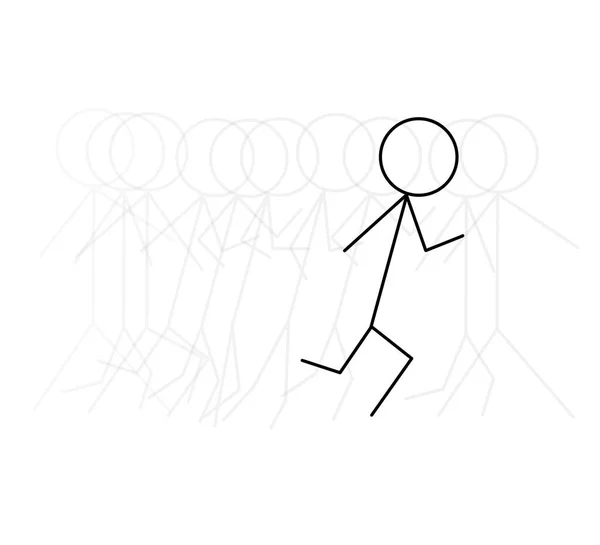 白い背景で屋外を走る人間の運動 前方に走る人々 コンセプト健康的なランニングと屋外運動 — ストック写真