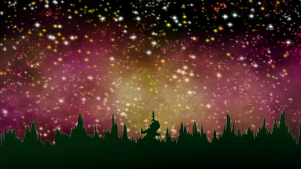 Csillagos Tiszta Éjszakai Égbolt Gyönyörű Csillagos Éjszaka Északi Fények Fenyőerdő — Stock videók