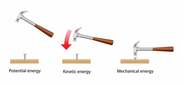 Иллюстрация Физики Кинетическая Энергия Потенциальная Энергия Два Основных Типа Механической — стоковый вектор