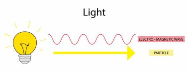 illustration of physics, Light as particles and waves, the dual nature of light as both a particle and a wave, Wave particle duality is the concept in quantum mechanics that every particle clipart