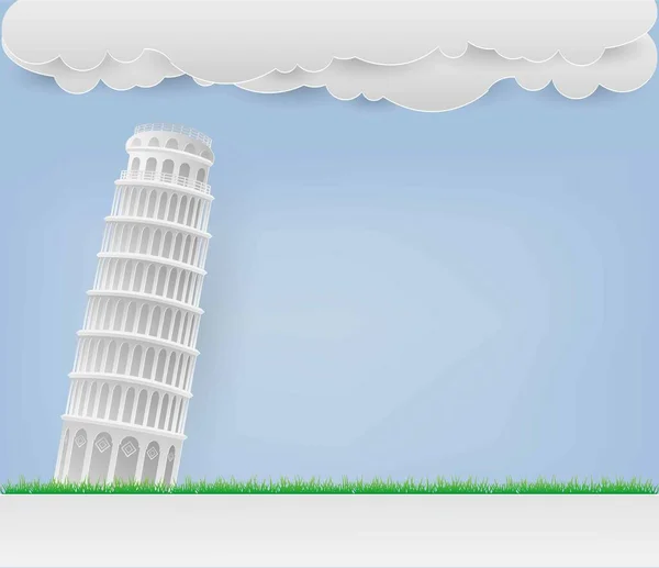 比萨斜塔纪念碑 城市建筑 著名的比萨斜塔 剪纸艺术 美丽的背景图片 — 图库矢量图片