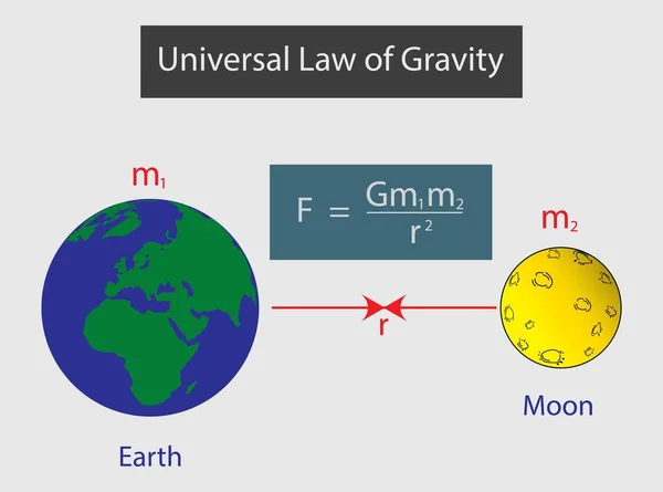 Fizik Astronominin Çizimi Evrensel Yerçekimi Yasası Newton Evrensel Yerçekimi Yasası — Stok Vektör
