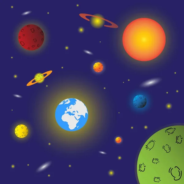 Illustrazione Astronomia Cosmologia Pianeti Nel Sistema Solare Sistema Solare Pianeti — Vettoriale Stock