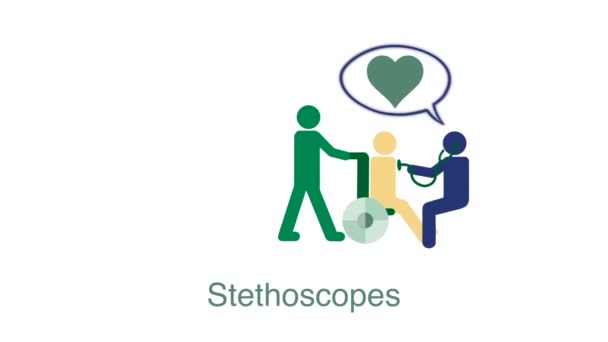 Diagnostic Médical Stéthoscope Handicap Infirmière Aidant Patient Handicapé Asseoir Fauteuil — Video