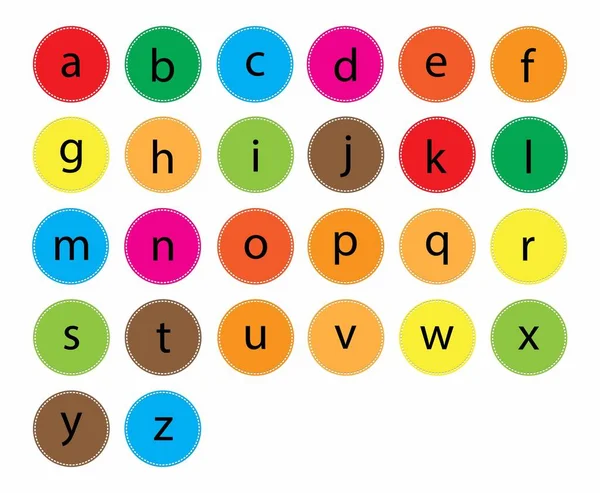 Engelska Versaler Barns Alfabet Handskrivet Alfabet Små Engelska Bokstäver Färgglada — Stock vektor