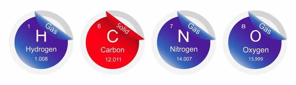 Illust Chemistry Tabla Periódica Los Elementos Átomo Hidrógeno Oxígeno Carbono — Vector de stock