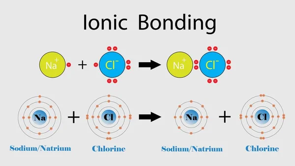 Ilustracja Chemii Wiązanie Jonowe Związek Jonowy Jest Związkiem Chemicznym Składającym — Wektor stockowy