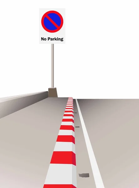 Tilos Parkolni Útszéli Tiltó Tábla Nincs Parkoló Útjelző Tábla Közlekedési — Stock Vector