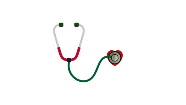 Medicinsk Och Hälso Och Sjukvård Koncept Stetoskop Hjärtform Läkare Driver — Stockvideo