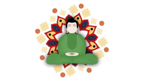 Buda Meditando Monje Meditando Monje Budista Dando Una Sensación Conexión — Vídeos de Stock