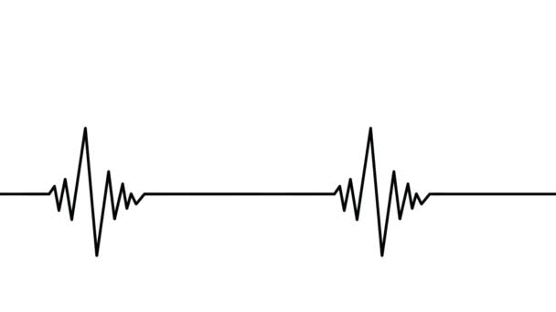 Черная Диаграмма Сердцебиения Электрокардиограмма Кардиограмма Символ Сердечного Ритма Волны Мозга — стоковое видео