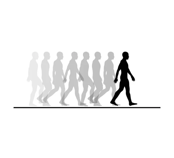 People Walking Black Color Isolated Person Walking Walk Sign Flat — Stock Photo, Image