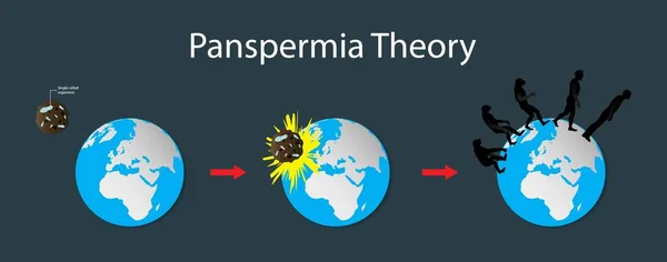 วอย างของฟ และดาราศาสตร ทฤษฎ Panspermia มาของช โดยเจตนาการขนส นทร ในอวกาศ งไปย — ภาพเวกเตอร์สต็อก