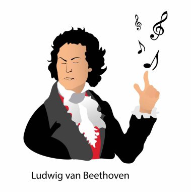 illustration of music and history, Ludwig van Beethoven, Beethoven remains one of the most admired composers in the history of Western music clipart