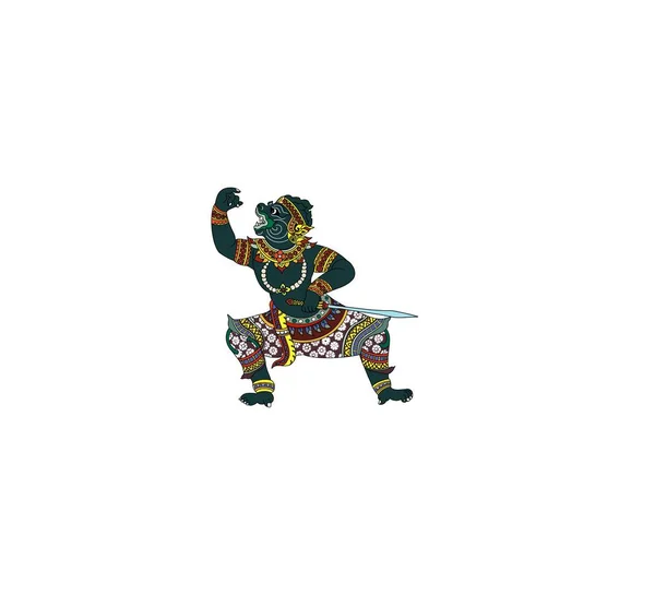 ラマヤナ物語の猿のキャラクター ラマヤナタイ ハヌマン卿 ラーマ戦いタイの伝統スタイルの巨人 マハーバーラタ美術 叙事詩ラマヤナの猿の戦士 — ストック写真