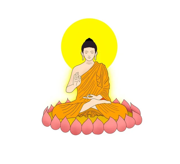 Buddha Meditiert Mönch Meditiert Buddhistischer Mönch Vermittelt Ein Gefühl Der — Stockfoto