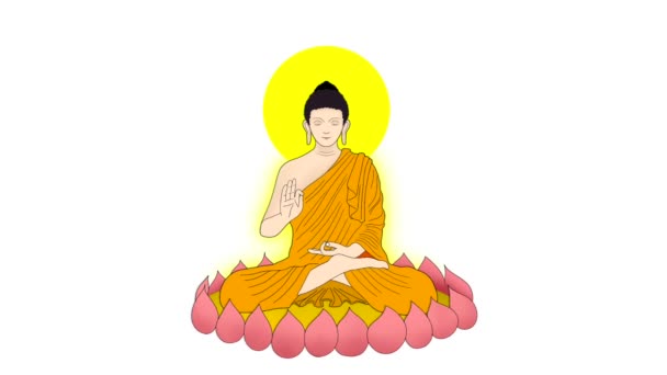 Buddha Meditera Munk Meditera Buddhist Munk Ger Känsla Samband Med — Stockvideo