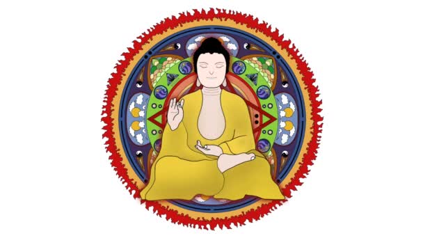 Buddha Meditující Mnich Meditující Buddhistický Mnich Dávající Pocit Spojení Vesmírem — Stock video